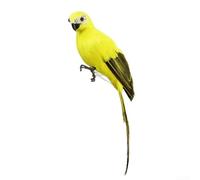 Hosrivae Pappagallo artificiale ornamento da giardino, uccello piumato realistico in resina con piedini in filo, 25 cm, per esterni, prato, patio e decorazione interna (giallo)