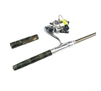 Hosrivae Penna tascabile da pesca e mulinello per combo, set portatile per baitcasting con 2 + 1 BB, asta telescopica in fibra di vetro, 1,4 m/1 m, da viaggio e campeggio (1,4 m verde)
