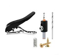 Hosrivae Pinze punzonatrici con scala di profondità regolabile e set di punte per trapano svasate - Strumento per la lavorazione del legno in lega di zinco PVC, pelle e film sottili (13 x 9 cm) (nero