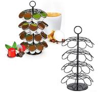 Hosrivae Portacapsule girevole per 36 capsule di caffè Supporto in ferro a 4 livelli con base girevole a 360° - Nero 18,7 x 18,7 x 36 cm per uso cucina ufficio