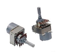 Hosrivae Potenziometro motore 16 tipo Dual Gang 8-Pin Amp Volume Telecomando, B50K/B100K Stereo Pot con 25 mm Plum Blossom Shaft, funzionamento fluido argento (B50K = B503)