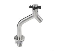 Hosrivae Rubinetto per acqua fredda in acciaio inox, monocomando per lavabo da bagno, valvola a colonna con altezza di 17 cm e beccuccio da 9,5 cm, compatibile con prugna standard (spazzolato)