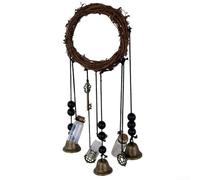 Hosrivae Scacciaspiriti da parete in rattan e ferro, decorazione da giardino, porta o spazio interno, 30 x 10 cm, decorazione rustica da appendere (tre bottiglie)