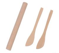 Hosrivae Set di 3 attrezzi per ravioli in legno, composto da mattarello e due cucchiai per farcire la preparazione di gnocchi fatti in casa