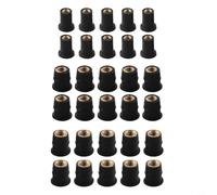 Hosrivae Set di 30 dadi in neoprene con inserti in ottone, kit di dadi di saldatura in gomma espansa per parabrezza moto, pannelli del corpo e viti, dimensioni assortite 4 mm, 5 mm, filettatura 6 mm