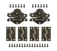 Hosrivae Set di cerniere e chiavistelli in bronzo per scatole di legno, hardware in lega di zinco con viti, cerniera in stile vintage e kit di cerniere per armadi, attrezzi e