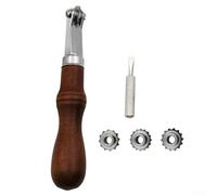 Hosrivae Set di strumenti per la spaziatura del cuoio artigianale con 4 ruote regolabili (3 mm/3,5 mm/4 mm/5 mm) allineamento della linea di punto - Kit di utensili manuali fai da te per lavorazione