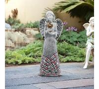 Hosrivae Statua a energia solare per cortile, angelo, giardino, cortile, con croce, resistente alle intemperie, ornamento per prato esterno per terrazza in resina - decorazione (8. x 7. x 25 cm)