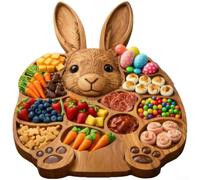 Hosrivae Tagliere in legno per salumi a forma di coniglietto pasquale, vassoio per formaggio a forma di coniglio, decorazione per feste, in legno naturale, piatto da portata per carni e spuntini