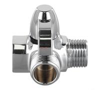 Hosrivae Valvola deviatrice a 3 vie in ottone cromato per doccia a parete portatile e termostatica, deviatore a forma di T con 1 ingresso e 2 uscite