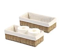 HOSROOME Cestini in vimini da bagno per organizzare la carta igienica, cestino portaoggetti per serbatoio WC, cestino decorativo per armadio, camera da letto, bagno, ingresso, ufficio (set da 2,