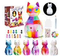 HOSSOM Basteln Mädchen 6 7 8 9 10 Jahre,DIY Katze Lampe Malset Bastelset zum Malen und als Nachtlicht,Bastelset Kinder Katze Lampe Malset, DIY Kreativ Malen Kinder Ostern Geschenkideen 3 ai 12 Anni