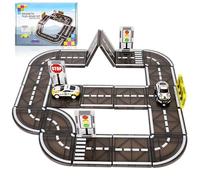 HOSSOM Costruzioni Magnetiche Strade, 26 Pezzi Piastrelle Magnetiche Bambini include Veicoli Giocattolo Costruire il trasporto urbano Magnetici Giocattoli Costruzioni Adatto a Bambino 3-7 anni