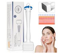 Hossom Derma Stamp, Dermastamp Regolabile 0-3.0mm Professionale Microneedling Stamp per Viso, 140 perni in titanio Microneedle Dermapen Professionale per Capelli e Cura Della Pelle Acne Cicatrici