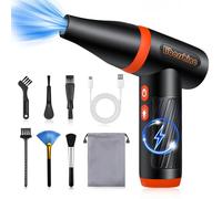 Hossom Elettrico Rimuovi Polvere Aria Compressa Senza Fili, 130000 giri/min Soffiatore Aria Compressa con Illuminazione Ausiliaria, Regolazione a 3 Velocità per Laptop, Tastiera, Auto