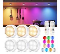 Hossom Luce LED Sottopensile, Luce Notturna con 13 Luci a Colori, Luci Vetrina, Faretto LED RGB Senza Fili per Vetrine, Libreria, Scale, Armadio, Cucina, Corridoio