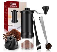 Hossom Macina Caffè Manuale, Macinacaffè con Meccanismo in Ceramica, Macina Caffe' Manuale con Spazzola di Pulizia e Mestolo da Caffè per Espresso, Moka ed French Press, 30+ ingranaggi Regolabili