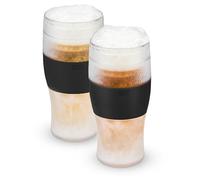 Host Bicchieri per Birra Freeze, Bicchiere da Mezzo Litro per Congelatore in Plastica a Doppia Parete Con Gel Refrigerante, Set di 2, Nero