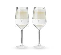 Host Wine Freeze 10034 - Set di 2 bicchieri da vino a doppia parete con gel refrigerante attivo e impugnatura in silicone isolante, set di 2 bicchieri in plastica, 192 ml, colore: marmo