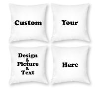 Hostecco, confezione da 4 federe personalizzate per cuscino con foto e testi, con design personalizzati, quadrate, per divano e poltrona, 45 x 45 cm