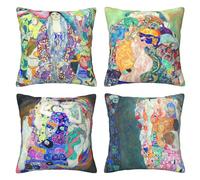 HOSTECCO Gustav Klimt - Set di 4 federe decorative per cuscini in velluto morbido, per divano, letto, 45 x 45 cm