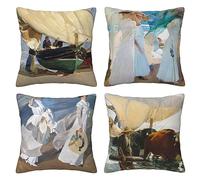 HOSTECCO Joaquin Sorolla - Set di 4 federe decorative per cuscini da 45,7 x 45,7 cm, motivo "Il ritorno dalla pesca", per divano, soggiorno
