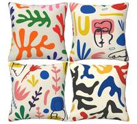 HOSTECCO Matisse - Set di 4 federe decorative colorate in stile boho, 45,7 x 45,7 cm