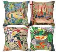 HOSTECCO Matisse - Set di 4 federe decorative per cuscini, 45,7 x 45,7 cm, per divano, soggiorno, decorazione artistica astratta