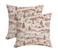 HOSTECCO Set di 2 federe natalizie per cuscini invernali, 45 x 45 cm, motivo cervo nel paese delle meraviglie, per divano, letto