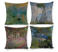 HOSTECCO - Set di 4 federe impermeabili per cuscini decorativi da giardino, per patio, divano, 40 x 40 cm