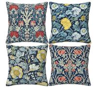 HOSTECCO Set di 4 federe per cuscini vintage floreali 45 x 45 cm, motivo botanico, arte vintage, federe decorative per divano