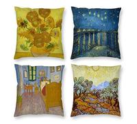 Hostecco, Vincent Van Gogh, set di 4 federe decorative per cuscino, 45 x 45 cm