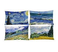 HOSTECCO Vincent Van Gogh - Set di 4 federe per cuscini lombari, design astratto, decorative, per famosi fan della pittura, 30,5 x 50,8 cm