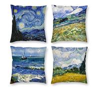 HOSTECCO Vincent Van Gogh - Set di 4 federe per cuscino con design astratto, 40 x 40 cm