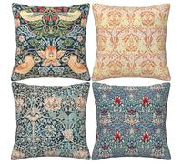 HOSTECCO William Morris - Confezione da 4 federe decorative quadrate decorative per divano, 45 x 45 cm, motivo: The Strawberry Thieves Golden Bough