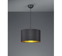 HOSTEL SOSPENSIONE PARALUME TESSUTO NERO INTERNO ORO D.40CM 1 LUCE ATTACCO E27