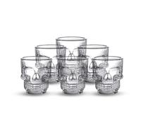 Hostelnovo - Confezione da 6 bicchierini, design teschio, realizzati in vetro resistente, ideali per occasioni speciali, per liquore, 50 ml