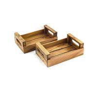 Hostelnovo - Set di 2 portapane in legno naturale invecchiato per tavolo - Prodotto sostenibile e di prossimità, prodotto in Spagna - 20,5 x 13 x 6,5 cm - 2 pezzi