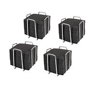 Hostelnovo - Set di 4 portatovaglioli con 200 pezzi di tovaglioli da cocktail 10 x 10 cm - Portatovaglioli in acciaio inossidabile resistente - Tovaglioli di colore nero, carta usa e getta