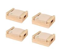 Hostelnovo - Set di 4 portatovaglioli con 400 pezzi di tovaglioli ecologici da cocktail 10 x 10 cm - Portatovaglioli in legno Made in Spagna - Tovaglioli colore naturale, carta riciclata al 100%