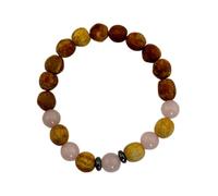 HOSTENATURA Bracciale Palo Santo e quarzo rosa, 8 mm, pulizia energetica, amore, armonia e pace interiore, braccialetto esoterico artigianale