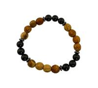 HOSTENATURA Bracciale Palo Santo e tripla tormalina, 8 mm, pulizia energetica e protezione contro le energie negative, braccialetto esoterico artigianale