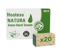 Hostess Natura 6019 Asciugamani piegati a Z, 20 confezioni da 230 fogli di carta, 1 velo, Materiale 100% riciclato, Colore: Verde, 06019100