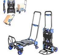 HOSTRÖM Carrello 2 in 1, carrello mobile e carrello pieghevole max 136 kg, ideale per spostare max 68 kg, ruote girevoli a 360°, garanzia di 5 anni.