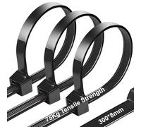 Hosuni Fascette Plastica Nere 300×8 mm 100 pezzi di Cablaggio Professionali, in Nylon Resistente Allatemperature per la Gestione dei Cavi, Giardinaggio, Casa, Officine