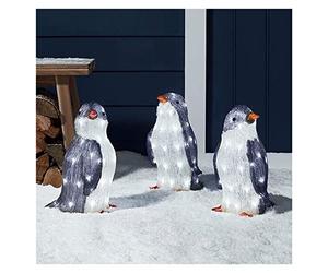 HOT 3 Pezzi Pinguino Luminoso Decorazioni Natalizie for Esterni da Giardino, Xams Palo Pinguino in Acrilico Pre-illuminato con 20 Luci LED Calde Decorazioni Natalizie for Cortile Esterno Giardino Prat