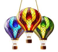 Hot Air Balloon Decor, Acrylic Holiday Ornaments, Set of 3 Beautiful Decorations, Colorful Hanging Design, Weather-Resistant Build, Ideal for Yard, Garden, Room, Party, Teens, Kids, Multicolor