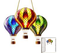 Hot Air Balloon Decor, Acrylic Waterproof Ornament, 5.63x7.87 Inches Festive Hanging Accessory, Christmas Party Decoration for Garden Yard Room or Nighttime Thanksgiving Events with Teens and Children
