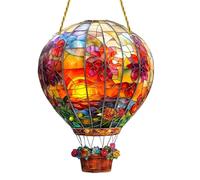 Hot Air Balloon Window Decorations - Acrylic Wall Hangable Colored Decor | Indoor Window Decor Hangable Art For Indoor Outdoor | 20x15x1cm Acrylic Stained Sun Catcher Disc Pendant 2D Flat Ornament For