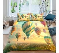 Hot air balloonsSet Di Copripiumino ultra microfibra Set di 3 Pezzi stampa 3D con cerniera colorful sky adventure copripiumino incluso federe aiosa ultra morbido for ragazze Single（140x200cm）